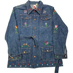 Vintage 70s Embroidered Wrangler Denim Butterfly Jacket